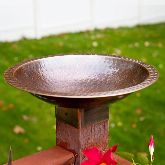 Achla Metal Bird Bath for 4 x 4 Post, Hammered Copper Finish – BirdYard ...