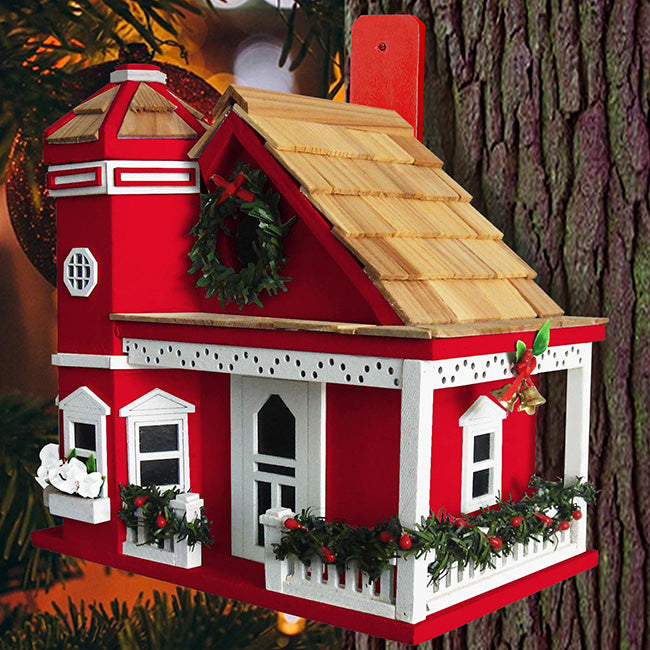 Home Bazaar Yuletide Cottage Bird House, Red – BirdYard Direct