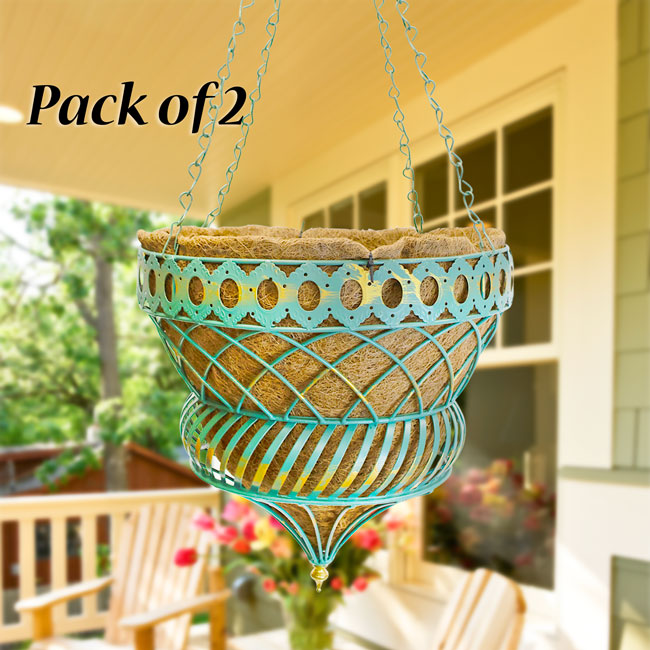 Austram Queen Anne Parasol Hanging Planter, Green, Pack of 2