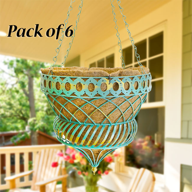 Austram Queen Anne Parasol Hanging Planter, Green, Pack of 6