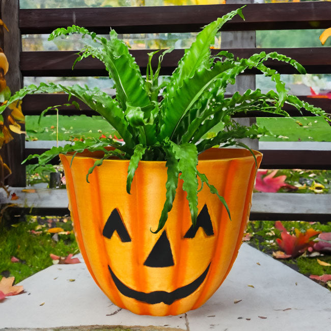 Urban Gardener Jack-O-Lantern Fiber Clay Pot, 12" dia.