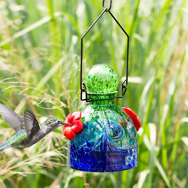 Echo Valley LunaLite Bell Hummingbird Feeder, Green/Blue