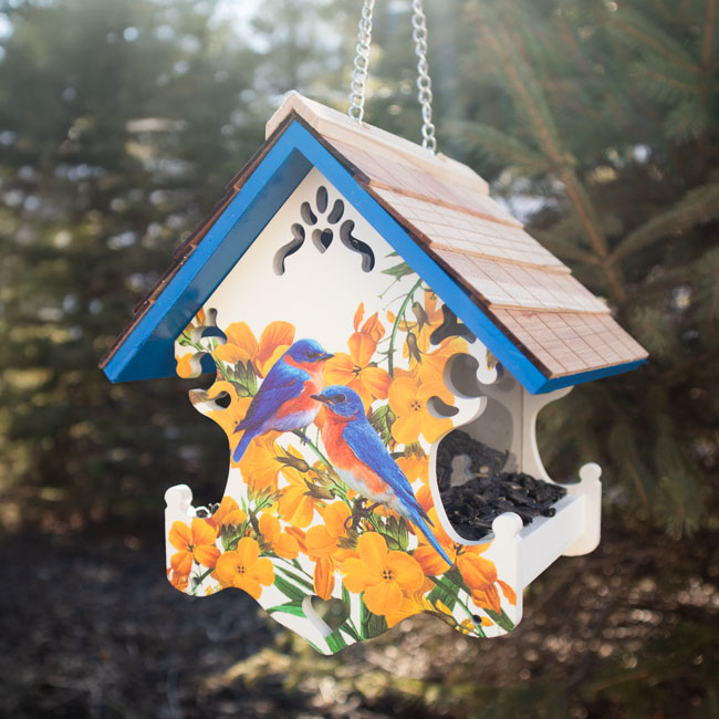 Home Bazaar Love Nest Bird Feeder, Bluebirds & Camellia