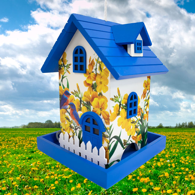 Home Bazaar Homestyle Bird Feeder, Bluebirds w/Camellia