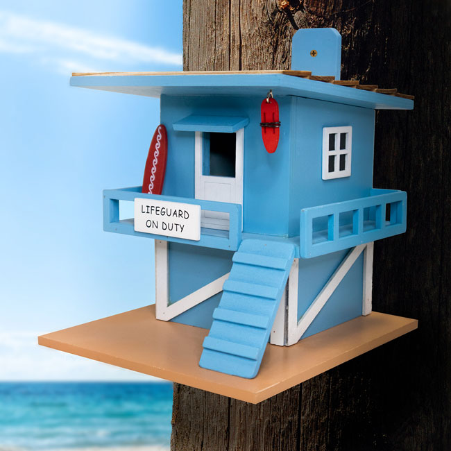 Home Bazaar Lifeguard Shack Bird House, Blue