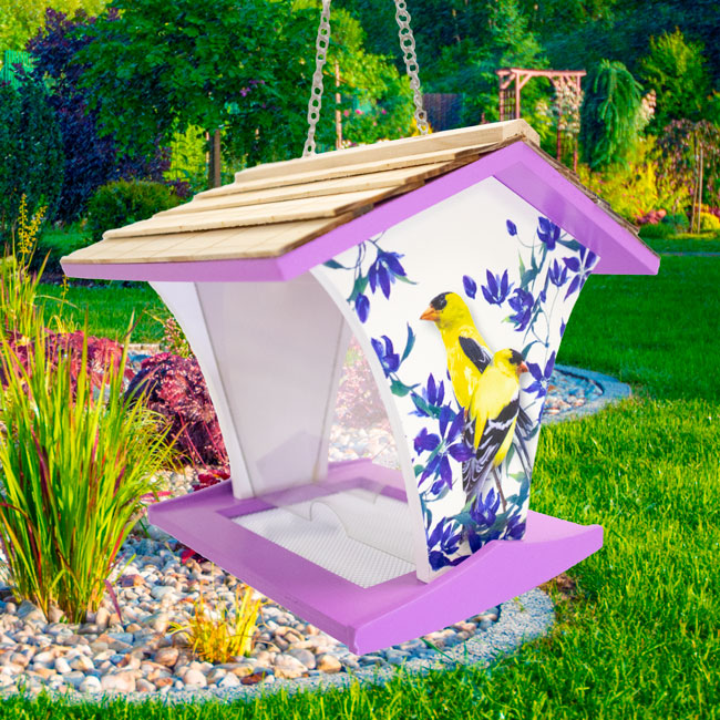 Home Bazaar Happy Hopper Bird Feeder, Goldfinch & Clematis