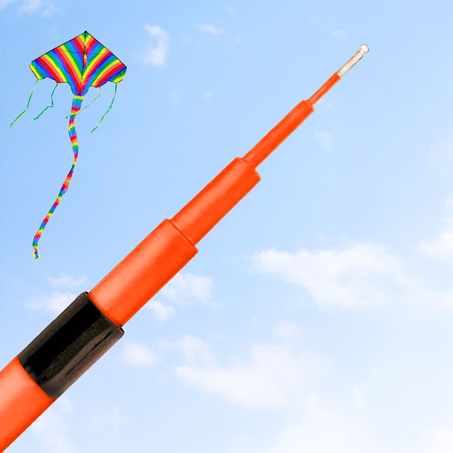 Jackite Fiberglass Telescoping Kite Pole, Orange, 31'