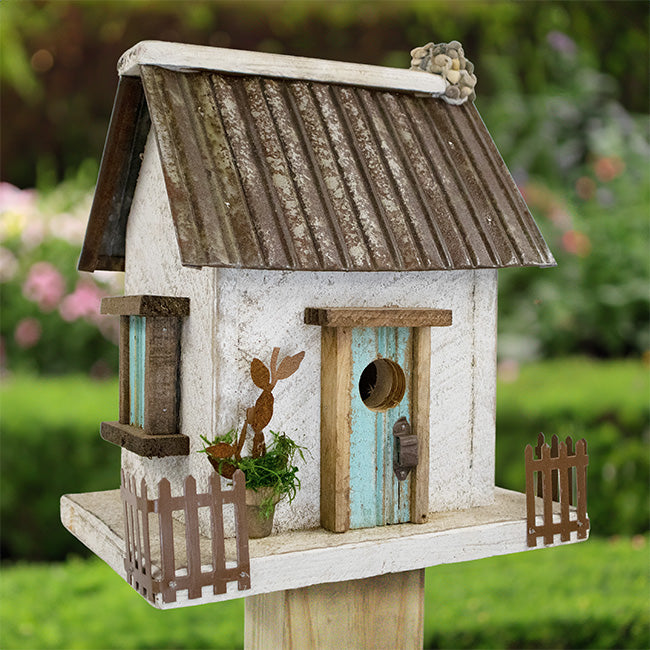 Nature Creations Stone Chimney Bird Cottage, White