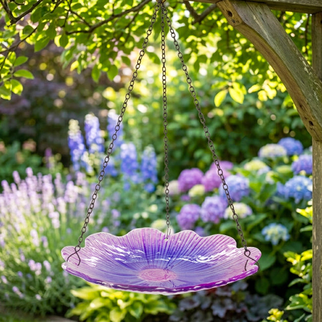Nature's Way Violet Begonia Hanging Bird Bath, 11"