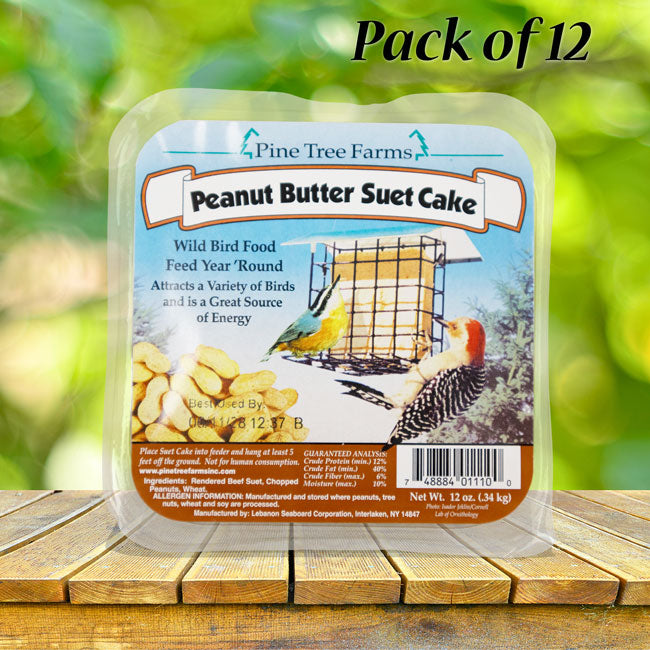 Pine Tree Farms Peanut Butter Suet Cake, 12 oz., Pack of 12