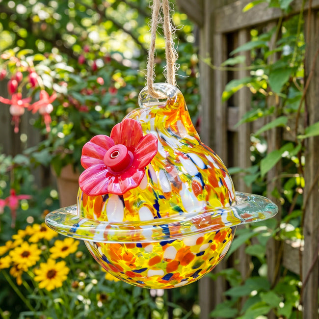 Yellow Planet Hummingbird Feeder, Glass