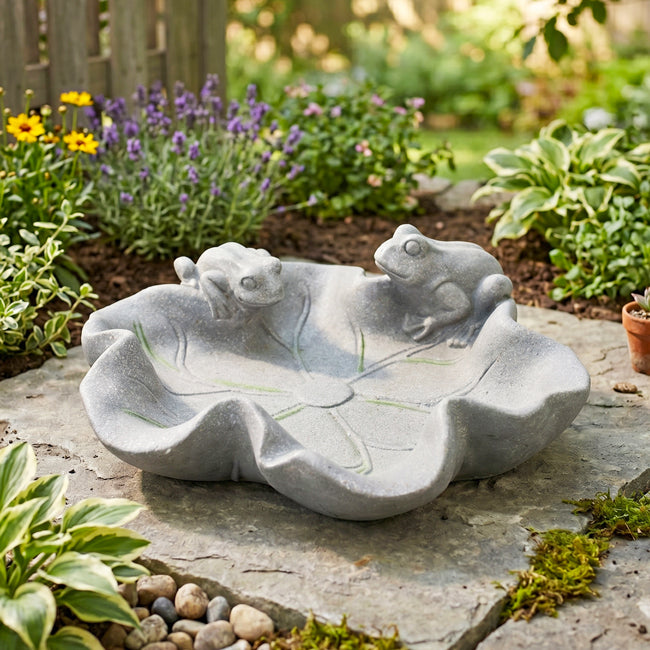Lily Pad Stone Bird Bath