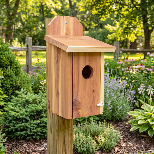 Mounted Blue Bird House, Cedar