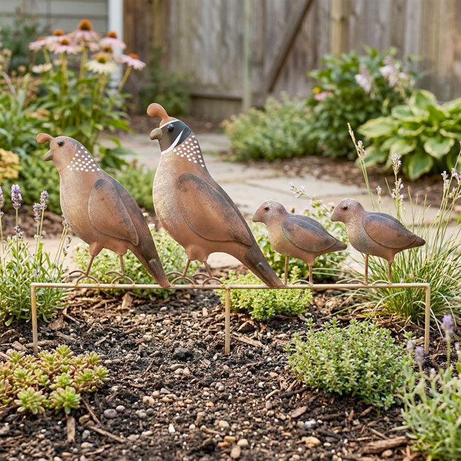 Regal Quail Family Yard Art