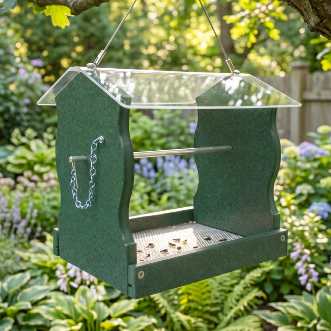 Songbird Essentials Recycled Seed Cylinder Feeder, Green