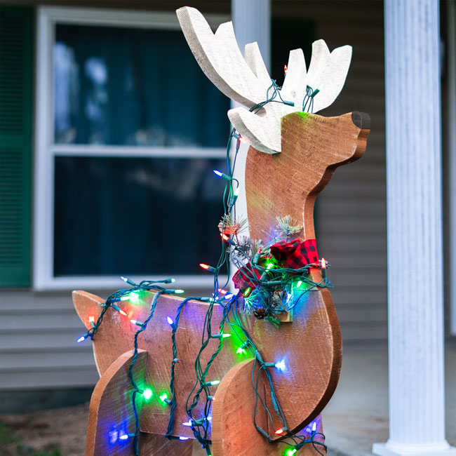 Amish-Made Wooden Reindeer Statue