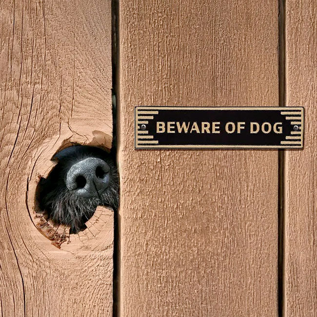 Whitehall Door Art Deco Plaque, Beware of Dog