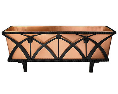 Achla Rookwood Copper Planter with Decorative Brackets, 36"L