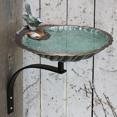 Achla Scalloped Shell Bird Bath with Wall Bracket