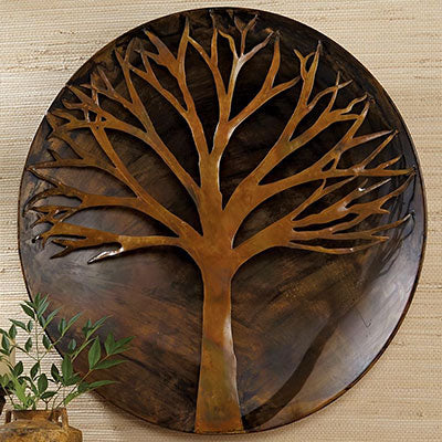 Ancient Graffiti Large Raised Tree Wall Disc, Brown, 24