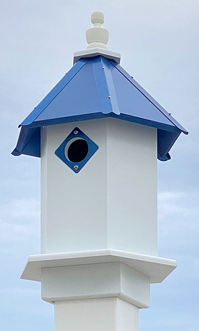 Wing & A Prayer Bluebird Hexagonal House, Cobalt Blue Roof