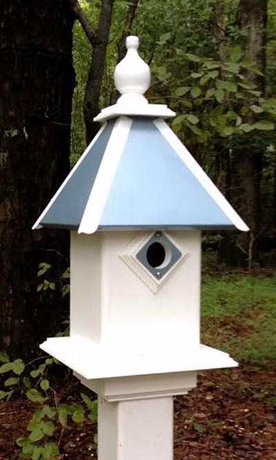 Wing & A Prayer Team Colors Bird House, Light Blue and White