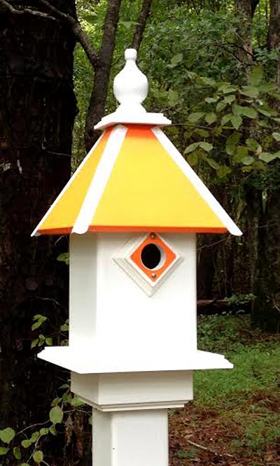 Wing & A Prayer Team Colors Bird House, Light Orange & White