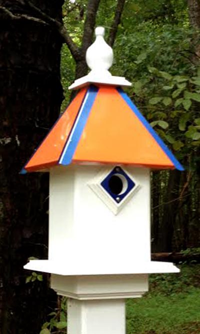 Wing & A Prayer Team Colors Bird House, Orange and Blue