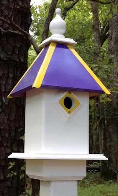 Wing & A Prayer Team Colors Bird House, Purple and Gold