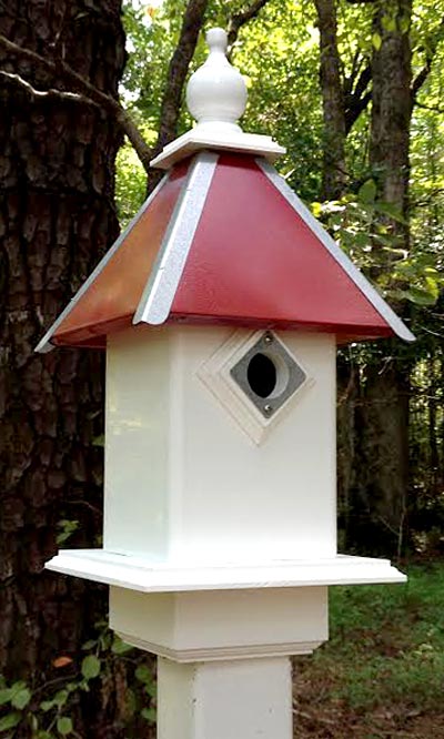 Wing & A Prayer Team Colors Bird House, Red and Silver