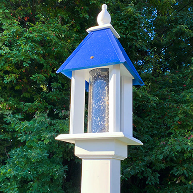 Wing & A Prayer Pavilion Bird Feeder, Cobalt Blue Roof