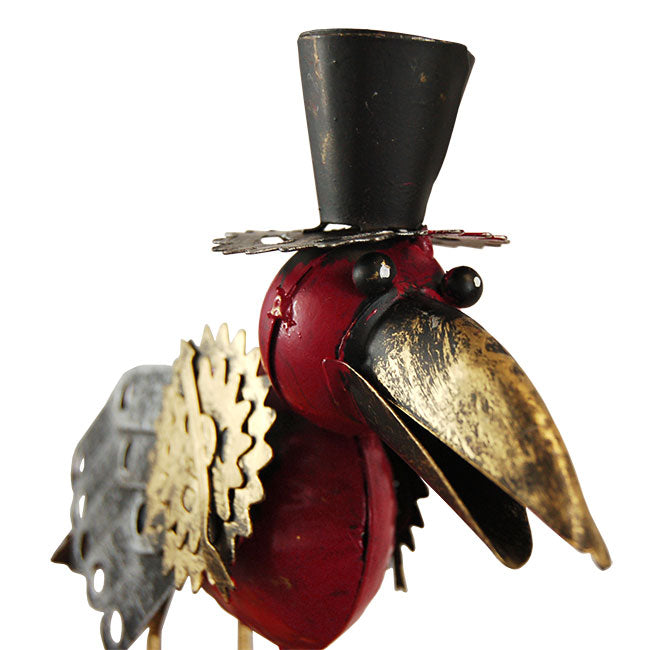 Metal Rocking Bird Esschert Staked Metal Mechanical Bird w/Top Hat Rocker, 54