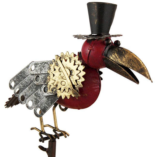 Bird Rocker Tapper Esschert Staked Metal Mechanical Bird w/Top Hat Rocker, 54