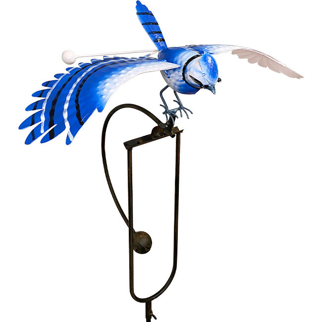 Esschert Design Staked Steel Flying Blue Jay Rocker, 53