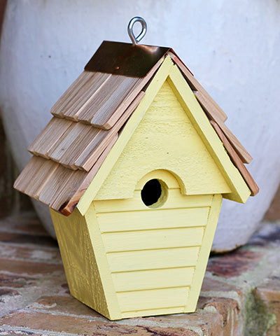 Heartwood Wren in the Wind Hanging Bird House, Yellow