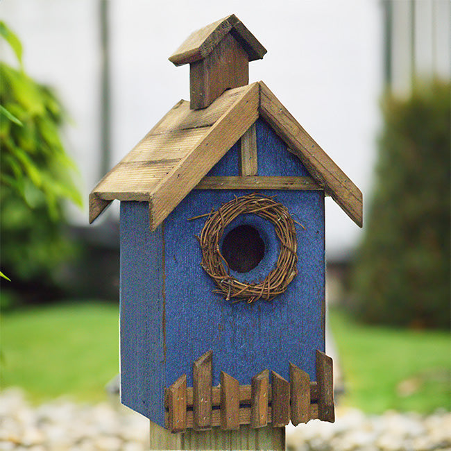 Nature Creations Rustic Wreath Bird Shelter, Blue