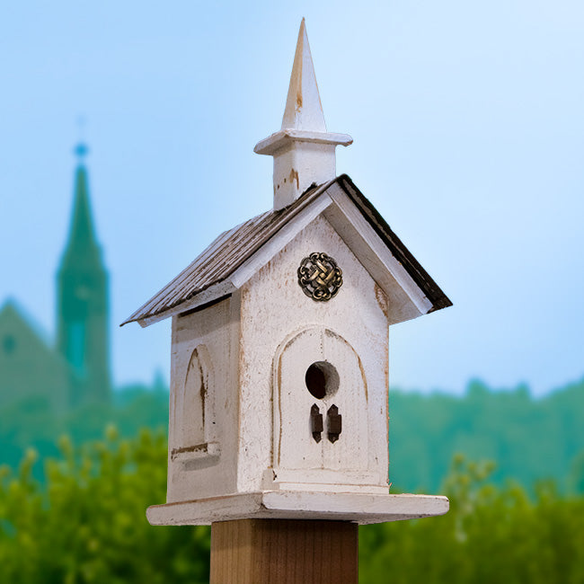 Nature Creations Country Chapel Bird House, White
