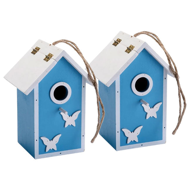 Butterfly Skies Bird Houses, Blue, Pack of 2
