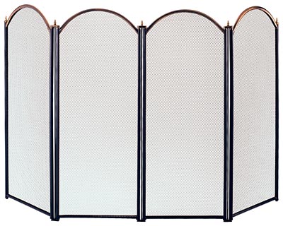 Panacea Four Panel Firescreen, Black & Antique Brass – BirdYard Direct