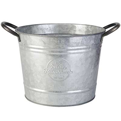 Panacea Rustic Metal Washtub Planter, Galvanized, 8" dia.