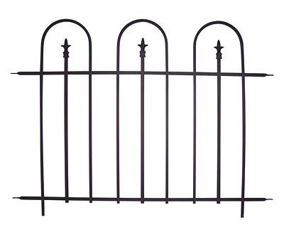 Panacea Triple Arch Garden Fence Section, Black, 48"W x 36"H
