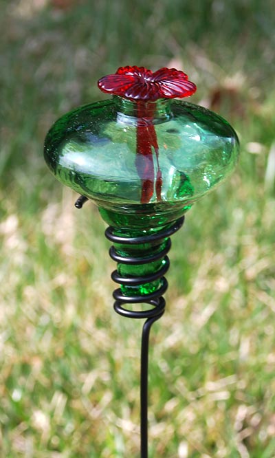 Mini-Blossom Hummingbird Feeder w/ Stake, Green, 4 oz.
