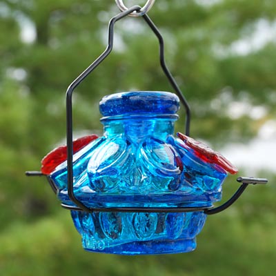 Pot de Creme Hummingbird Feeder, Moon & Stars, Aqua, 7 oz.