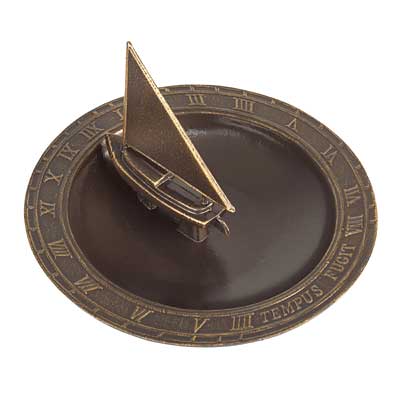 Whitehall Aluminum Sailboat Sundial Bird Bath, French Bronze