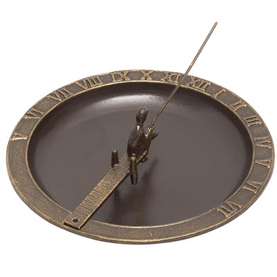 Whitehall Aluminum Fisherboy Sundial Bird Bath, Bronze