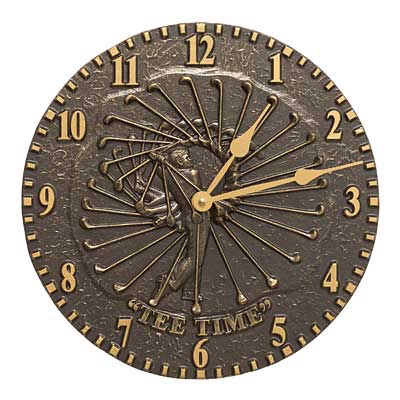 Whitehall Golfer Swing Wall Clock, French Bronze, 12" dia.