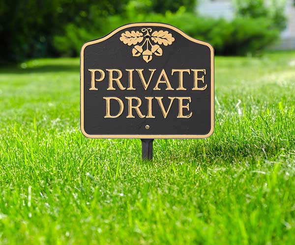 Whitehall Private Drive Sign, Black/Gold – BirdYard Direct