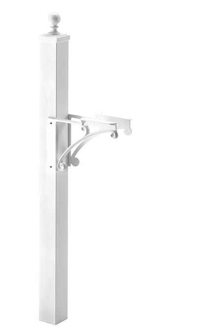 Mailbox Post Hardware Whitehall Deluxe Mailbox Post & Brackets, White – BirdYard Direct